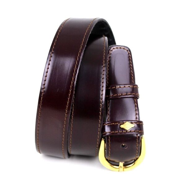 Lottusse BROWN GENUINE LEATHER 1 1/8"Wd STITCHED DRESS MEN'S BELT Sz 38/95 (R73 - Picture 1 of 16
